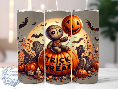 Trick Or Treat Tumbler, Halloween Drinkware, Spooky Season Mug, 20 oz Sublimation, Fun Halloween Cup, Ghosts And Ghouls Tumbler, Fall Festivities, Pumpkin Spice Drinkware Sublimation ToriDesigns 