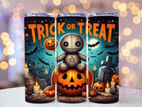 Trick Or Treat Tumbler, Halloween Tumbler Wrap, 20 oz Halloween Design, Spooky Sublimation, PNG File for Tumbler, Halloween Decor, Fun Halloween Mug, Trick Or Treat Decor Sublimation SvggirlplusArt 