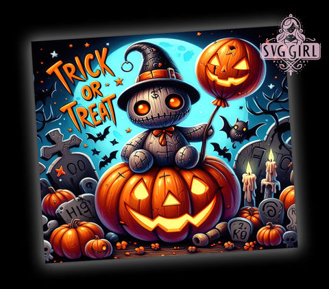 Trick Or Treat Tumbler, Halloween Tumbler Wrap, 20 oz Halloween Design, Spooky Sublimation, PNG File for Tumbler, Halloween Decor, Fun Halloween Mug, Trick Or Treat Decor Sublimation SvggirlplusArt 