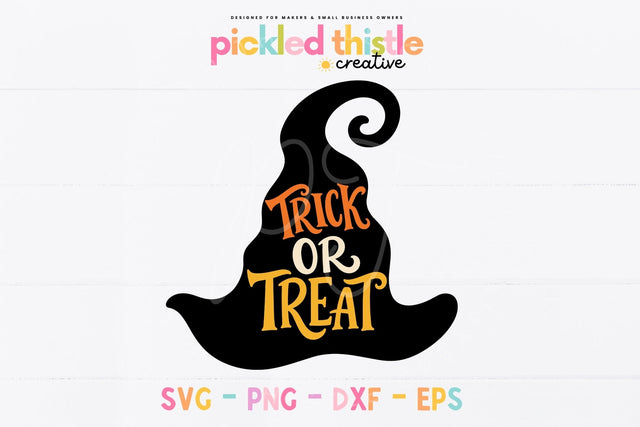 Trick or Treat Witch Hat SVG, Halloween Cut File SVG Pickled Thistle Creative 