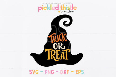 Trick or Treat Witch Hat SVG, Halloween Cut File SVG Pickled Thistle Creative 
