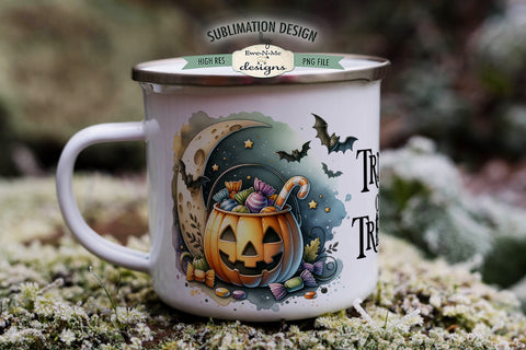 Trick Treat Moon Jack O Lantern with Candy 11 & 15 oz Mug Design Sublimation Ewe-N-Me Designs 
