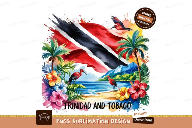 Trinidad And Tobago Watercolor Beach Design Art Sublimation Designangry 