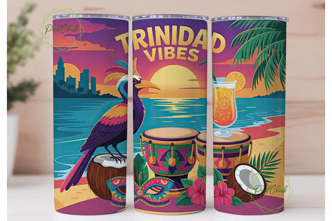 Trinidad Vibes 20oz Tumbler Wrap Sublimation PixelChick 