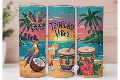 Trinidad Vibes 20oz Tumbler Wrap Sublimation PixelChick 