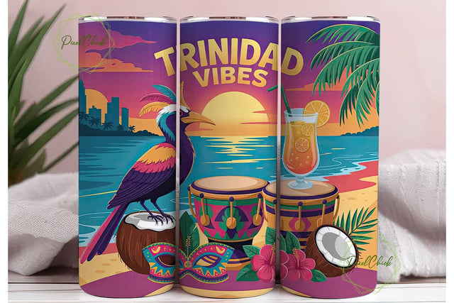 Trinidad Vibes 20oz Tumbler Wrap Sublimation PixelChick 