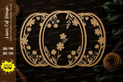 Triple Oval Floral Frame Laser Cut SVG File SVG Regulrcrative 