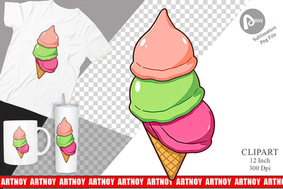 Triple Scoop Clipart Sublimation artnoy 