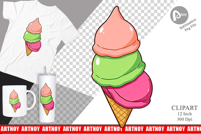 Triple Scoop Clipart Sublimation artnoy 