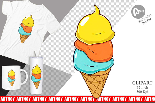 Triple Scoop Clipart Sublimation artnoy 
