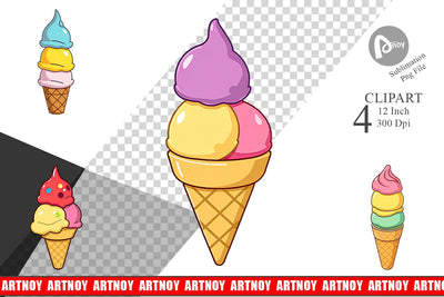 Triple Scoop Clipart Sublimation artnoy 