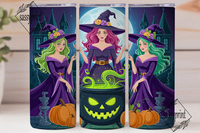 Triple Witch Halloween 20oz Tumbler Wrap Sublimation sassyprint 