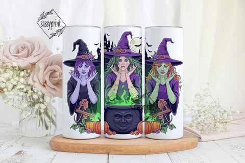 Triple Witch Halloween 20oz Tumbler Wrap Sublimation sassyprint 