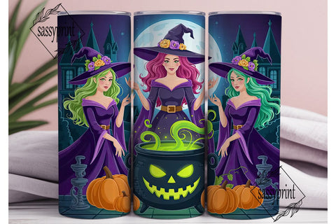 Triple Witch Halloween 20oz Tumbler Wrap Sublimation sassyprint 
