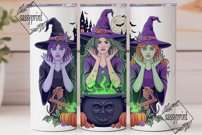 Triple Witch Halloween 20oz Tumbler Wrap Sublimation sassyprint 