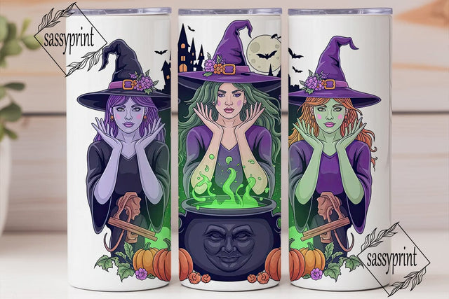Triple Witch Halloween 20oz Tumbler Wrap Sublimation sassyprint 