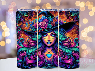 Trippy Psychedelic Witch Halloween Tumbler, Psychedelic Halloween Cup, Fall Witch Wrap, 20Oz Sublimation Tumbler, Colorful Witch Design, Boho Halloween Gift, Mystic Autumn Cup Sublimation SvggirlplusArt 
