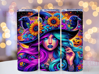 Trippy Psychedelic Witch Halloween Tumbler, Psychedelic Halloween Cup, Fall Witch Wrap, 20Oz Sublimation Tumbler, Colorful Witch Design, Boho Halloween Gift, Mystic Autumn Cup Sublimation SvggirlplusArt 