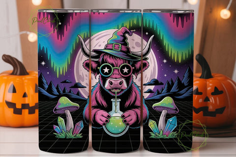 Trippy Witch Cow 20oz Tumbler Design Sublimation PixelChick 