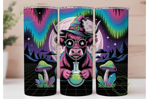 Trippy Witch Cow 20oz Tumbler Design Sublimation PixelChick 