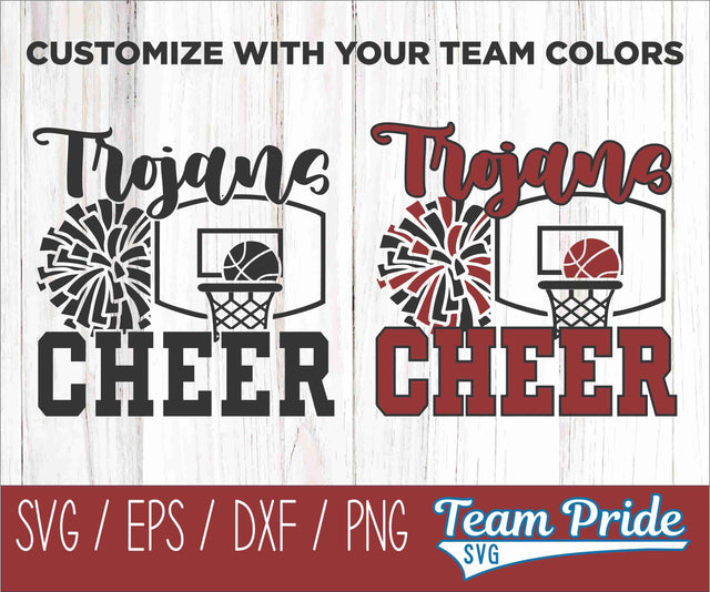 Trojan Basketball Cheer SVG Digital Download Printable - SVG, EPS, DXF, PNG SVG Team Pride SVG 