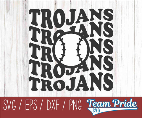 Trojans Baseball SVG Digital Download Printable - SVG, EPS, DXF, PNG 2 SVG Team Pride SVG 