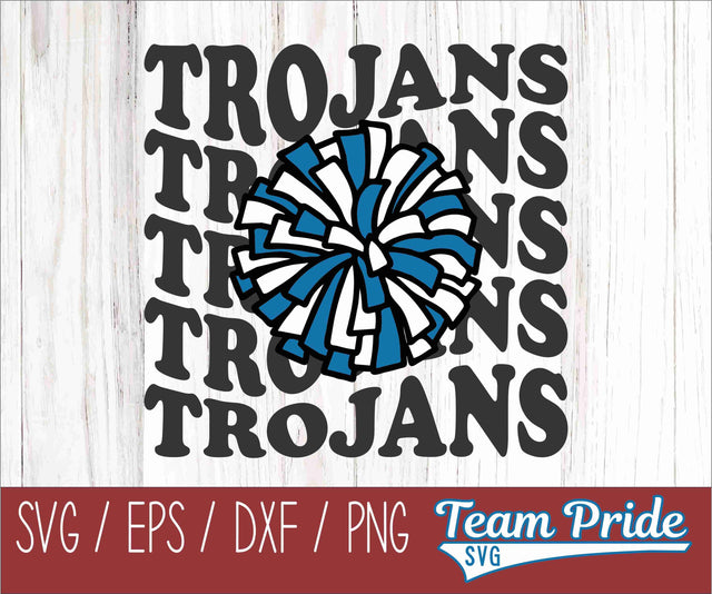 Trojans Cheer Vintage Wave SVG Digital Download Printable - SVG, EPS, DXF, PNG SVG Team Pride SVG 