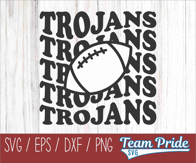 Trojans Football Retro Wave SVG Digital Download Printable - SVG, EPS, DXF, PNG SVG Team Pride SVG 