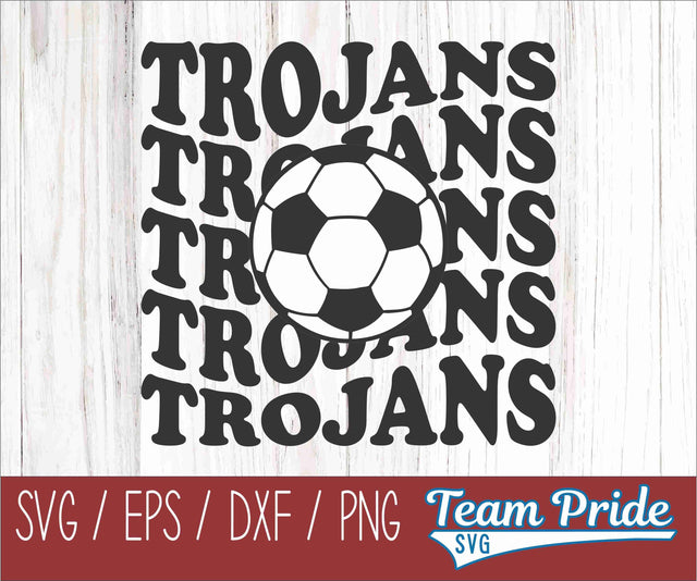 Trojans Soccer Retro Wave SVG Digital Download Printable - SVG, EPS, DXF, PNG SVG Team Pride SVG 