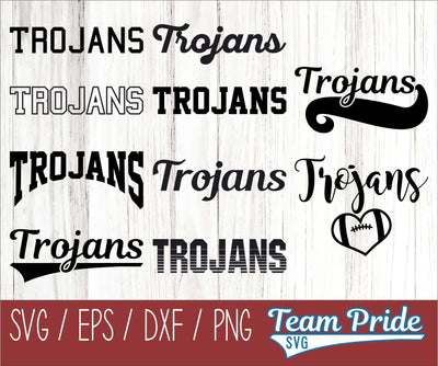 Trojans SVG Bundle Digital Download Printable - SVG, EPS, DXF, PNG SVG Team Pride SVG 