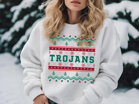 Trojans Ugly Christmas Sweater Festive Holiday Design SVG, EPS, DXF, PNG SVG Team Pride SVG 