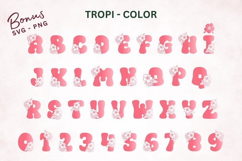Tropi – A Fun Tropical Decorative Font with Floral Elements Font AnningArts Design 