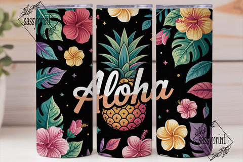 Tropical Aloha 20oz Tumbler Wrap Sublimation sassyprint 