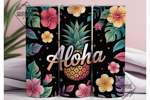Tropical Aloha 20oz Tumbler Wrap Sublimation sassyprint 