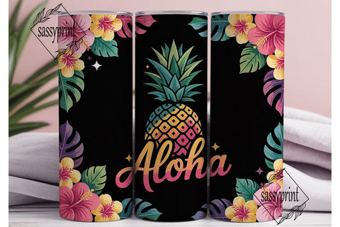 Tropical Aloha 20oz Tumbler Wrap Sublimation sassyprint 