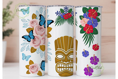 Tropical Aloha Floral 20oz Tumbler Wrap Sublimation PixelChick 