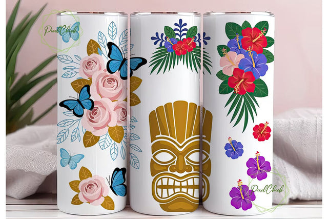 Tropical Aloha Floral 20oz Tumbler Wrap Sublimation PixelChick 