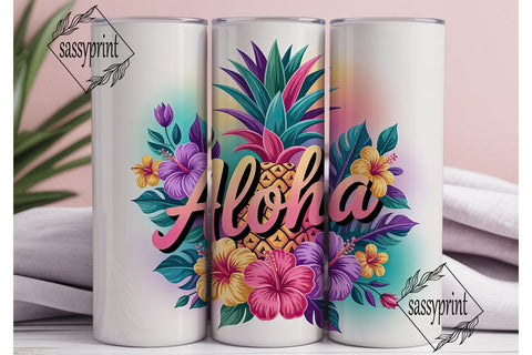 Tropical Aloha Pineapple 20oz Tumbler Sublimation sassyprint 