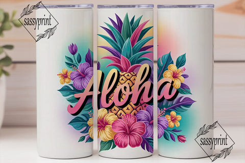 Tropical Aloha Pineapple 20oz Tumbler Sublimation sassyprint 