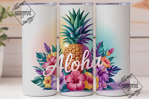 Tropical Aloha Pineapple 20oz Tumbler Sublimation sassyprint 