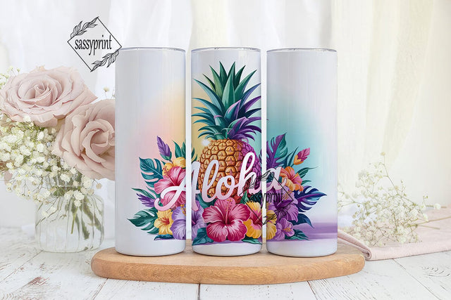 Tropical Aloha Pineapple 20oz Tumbler Sublimation sassyprint 