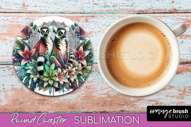 Tropical Animals Coaster Sublimation - Summer Round Coaster Sublimation OrangeBrushStudio 