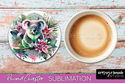 Tropical Animals Coaster Sublimation - Summer Round Coaster Sublimation OrangeBrushStudio 