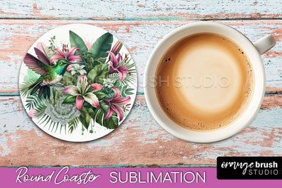 Tropical Animals Coaster Sublimation - Summer Round Coaster Sublimation OrangeBrushStudio 