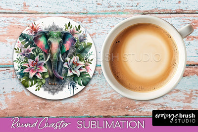 Tropical Animals Coaster Sublimation - Summer Round Coaster Sublimation OrangeBrushStudio 