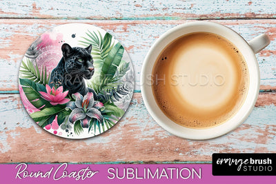 Tropical Animals Coaster Sublimation - Summer Round Coaster Sublimation OrangeBrushStudio 