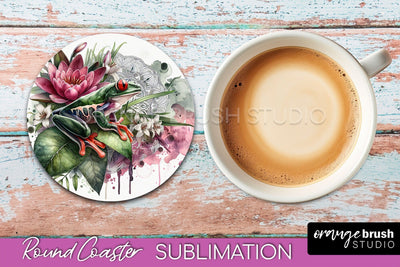 Tropical Animals Coaster Sublimation - Summer Round Coaster Sublimation OrangeBrushStudio 