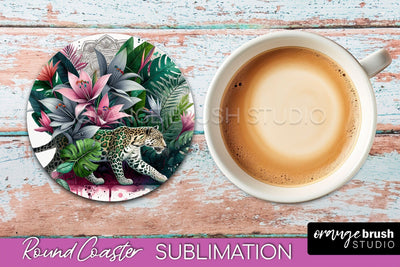 Tropical Animals Coaster Sublimation - Summer Round Coaster Sublimation OrangeBrushStudio 