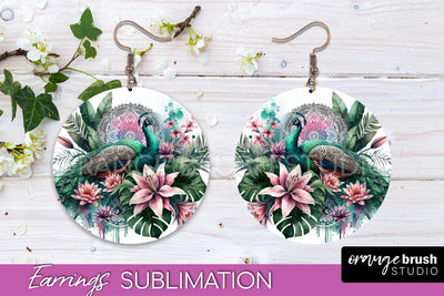 Tropical Animals Earrings PNG - Summer Earrings Sublimation Sublimation OrangeBrushStudio 