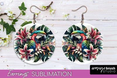 Tropical Animals Earrings PNG - Summer Earrings Sublimation Sublimation OrangeBrushStudio 